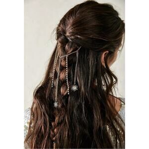 Free People Majestic Hair Piece Silver Black Bohemian Renaissance Medieval